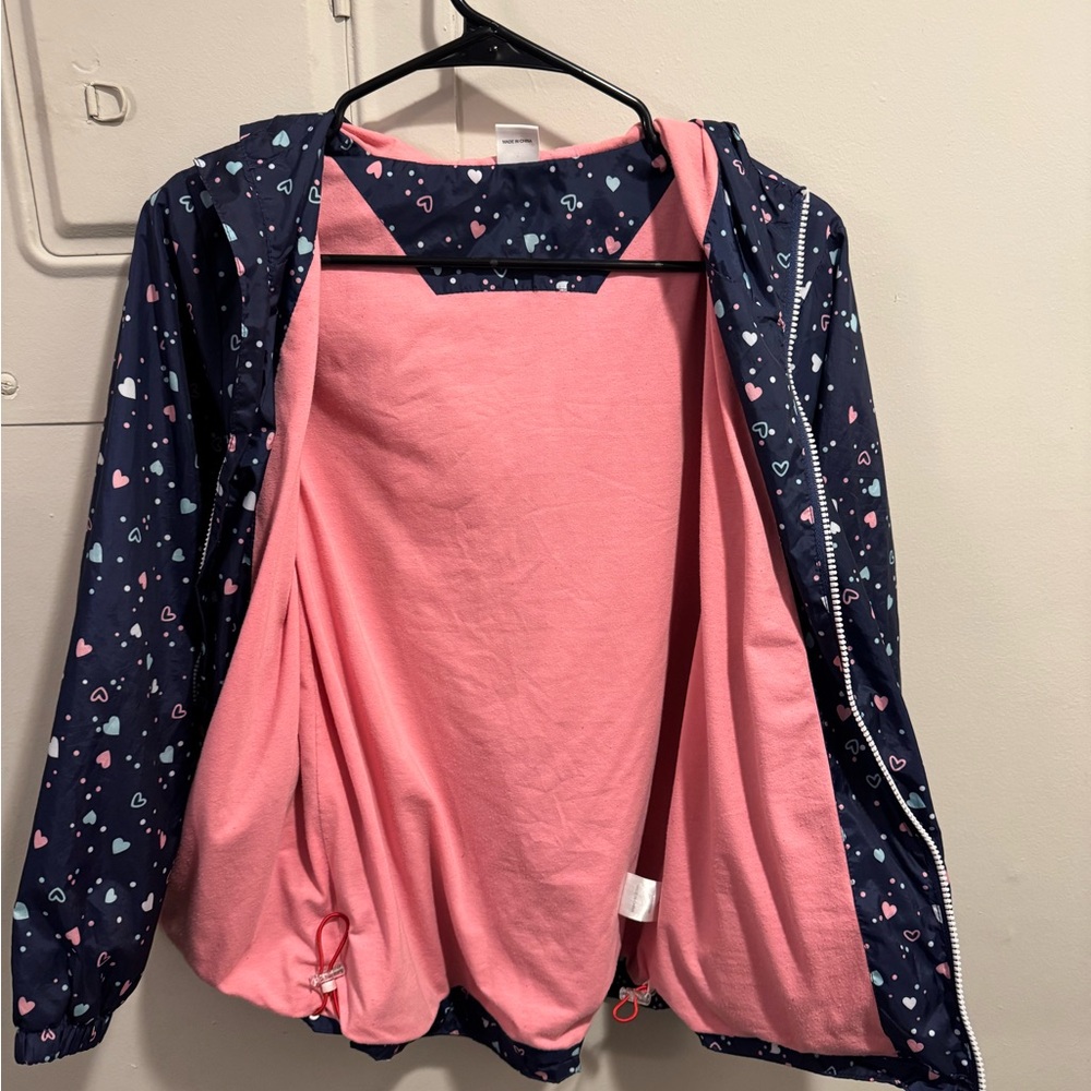 Heart Patterned Navy RainJacket - Picture 4 of 5